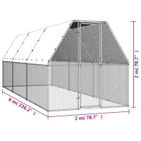 Produktbild för Hönsbur 2x6x2 m galvaniserat stål