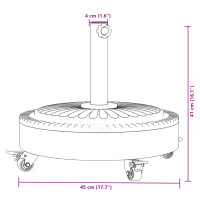 Produktbild för Parasollfot med hjul för Ø38 / 48 mm stolpar 27 kg rund