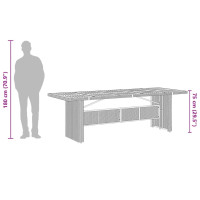 Produktbild för Trädgårdsbord med glasskiva grå 240x90x75 cm konstrotting