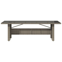 Produktbild för Trädgårdsbord med glasskiva grå 240x90x75 cm konstrotting
