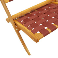 Produktbild för Hopfällbara trädgårdsstolar 2 st med bord röd massivt trä