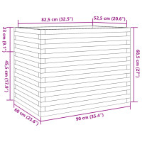 Produktbild för Odlingslåda vit 90x60x68,5 cm massiv furu