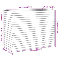 Produktbild för Odlingslåda vaxbrun 90x40x72,5 cm massiv furu