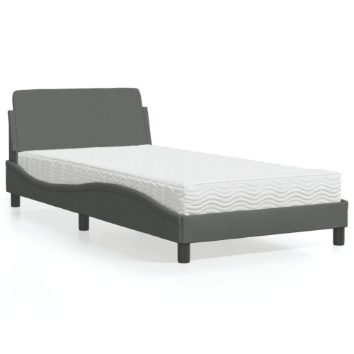vidaXL Säng med madrass mörkgrå 100x200 cm tyg