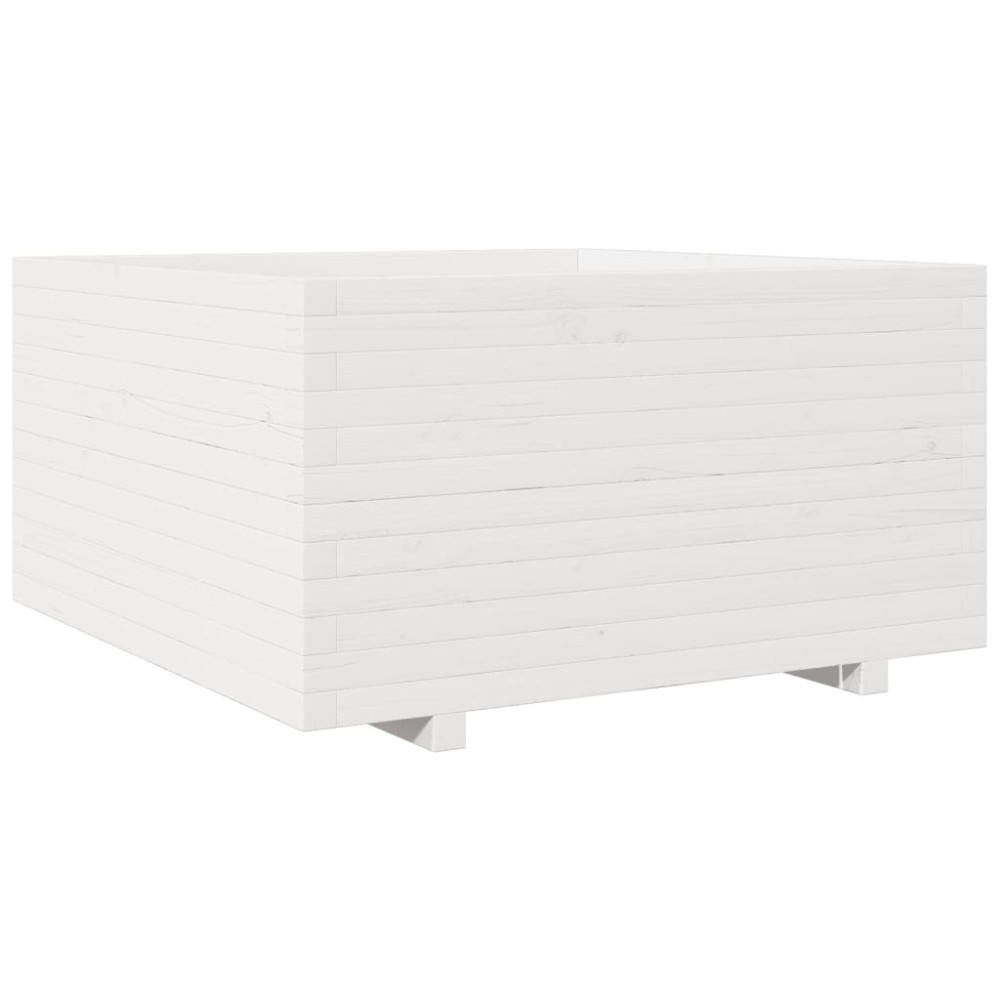Produktbild för Odlingslåda vit 90x90x49,5 cm massiv furu