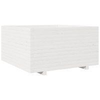 Produktbild för Odlingslåda vit 90x90x49,5 cm massiv furu