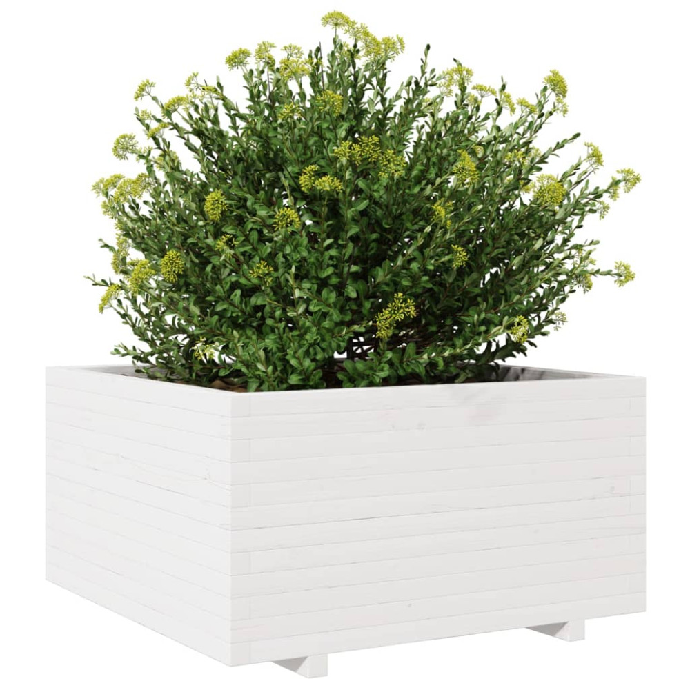 Produktbild för Odlingslåda vit 90x90x49,5 cm massiv furu