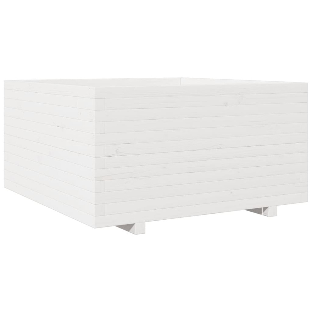 Produktbild för Odlingslåda vit 90x90x49,5 cm massiv furu