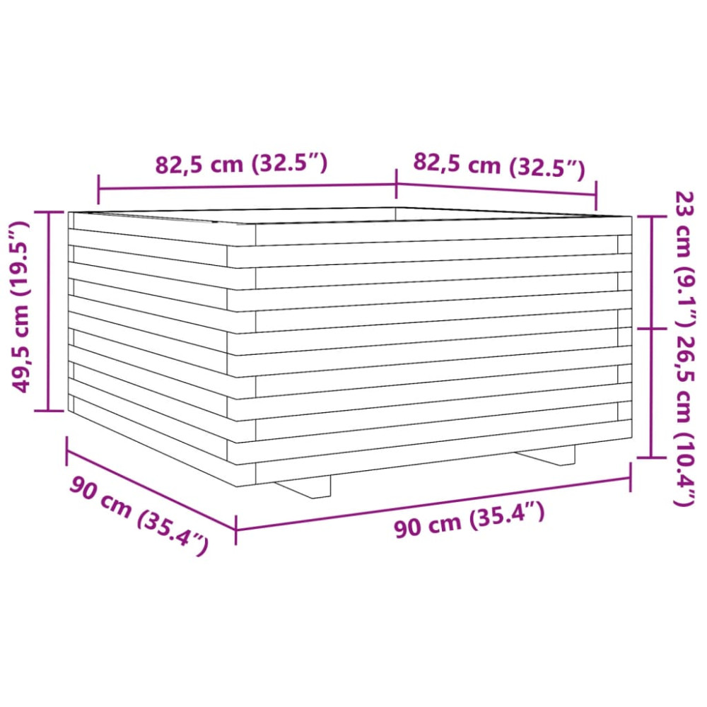 Produktbild för Odlingslåda vit 90x90x49,5 cm massiv furu