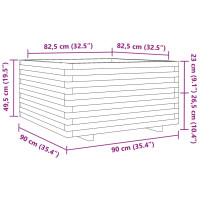 Produktbild för Odlingslåda vit 90x90x49,5 cm massiv furu