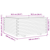 Produktbild för Odlingslåda vit 100x100x49,5 cm massiv furu