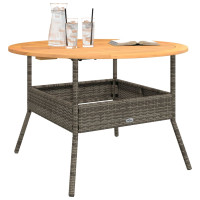 Produktbild för Trädgårdsbord med akaciaträ grå Ø110x71 cm konstrotting