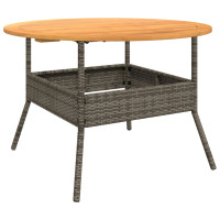Produktbild för Trädgårdsbord med akaciaträ grå Ø110x71 cm konstrotting
