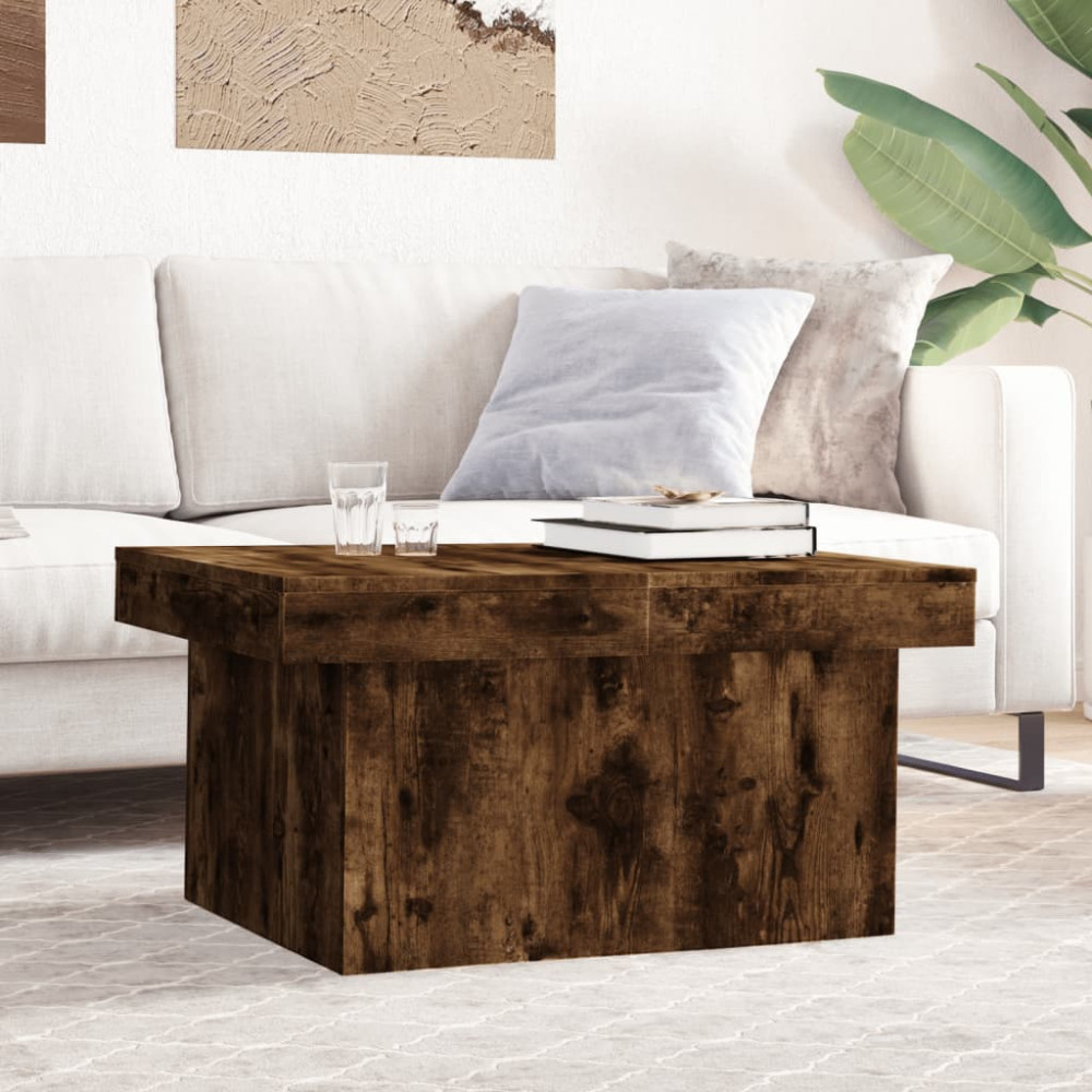 Produktbild för Soffbord rökfärgad ek 80x55x40 cm konstruerat trä