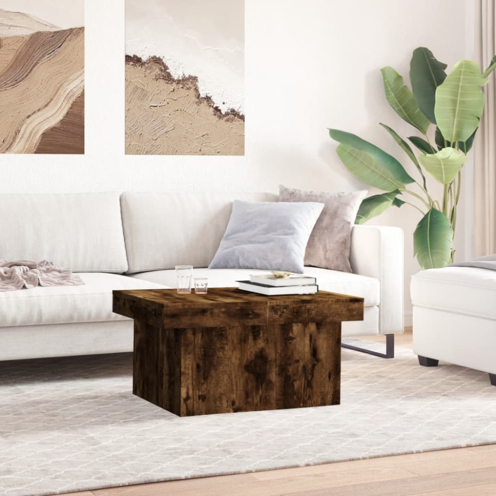 Produktbild för Soffbord rökfärgad ek 80x55x40 cm konstruerat trä