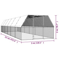 Produktbild för Hönsbur 3x12x2 m galvaniserat stål