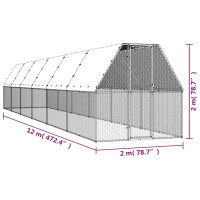 Produktbild för Hönsbur 2x12x2 m galvaniserat stål