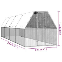 Produktbild för Hönsbur 2x8x2 m galvaniserat stål