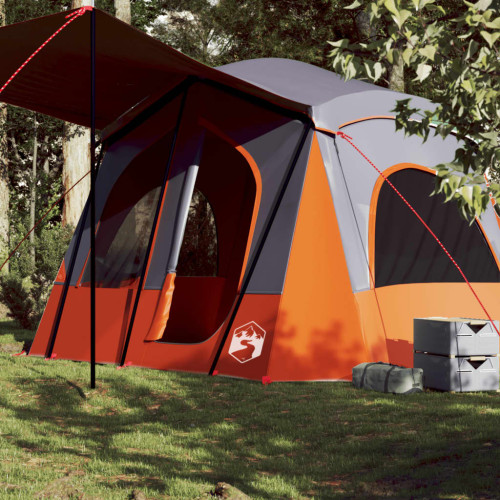 vidaXL Campingtält 5 personer grå och orange vattentätt