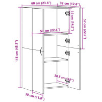 Produktbild för Dokumentskåp betonggrå 60x32x115 cm konstruerat trä