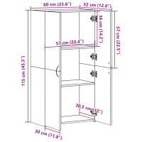 Produktbild för Dokumentskåp vit 60x32x115 cm konstruerat trä