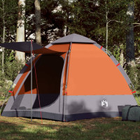 Produktbild för Campingtält 4 personer grå och orange snabbrest