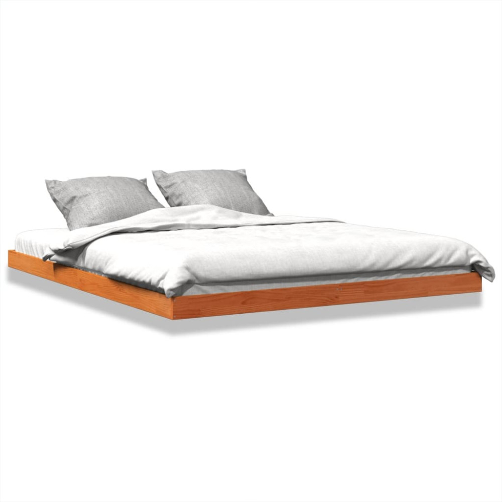 Produktbild för Sängram vaxad brun 150x200 cm massiv furu