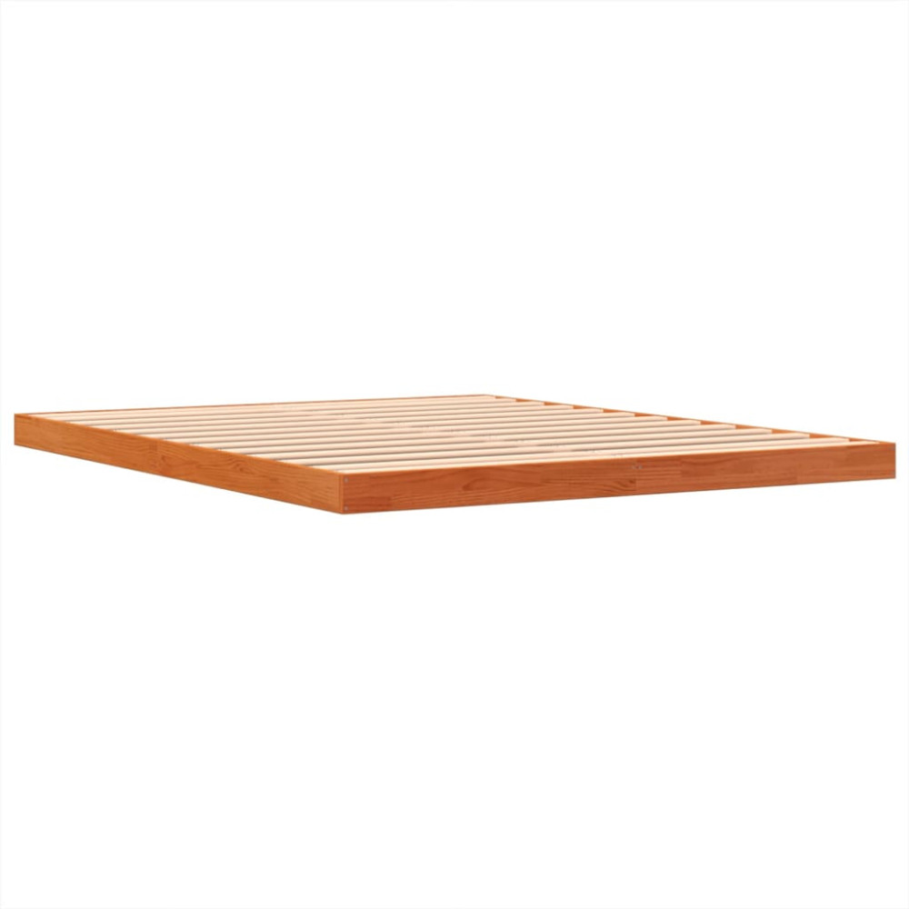 Produktbild för Sängram vaxad brun 150x200 cm massiv furu