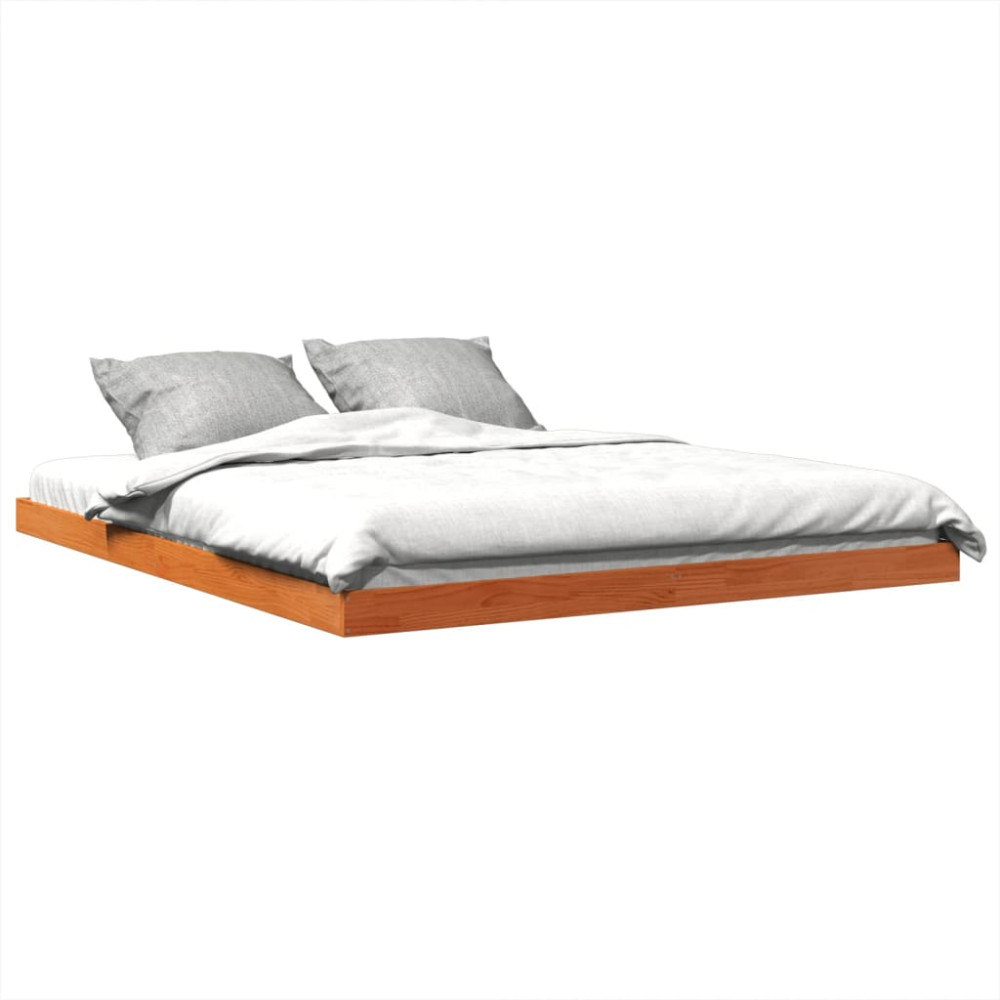 Produktbild för Sängram vaxad brun 150x200 cm massiv furu