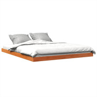 Produktbild för Sängram vaxad brun 150x200 cm massiv furu
