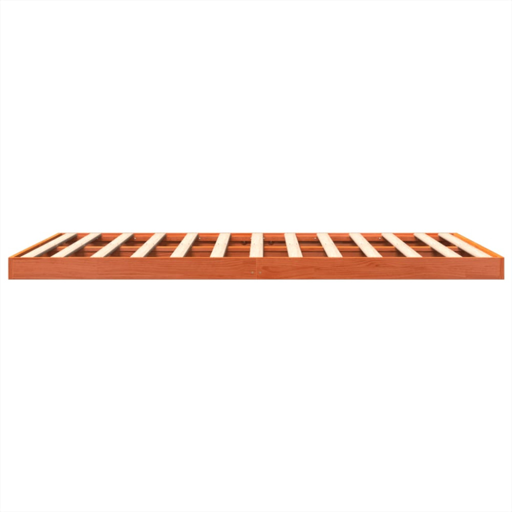 Produktbild för Sängram vaxad brun 150x200 cm massiv furu