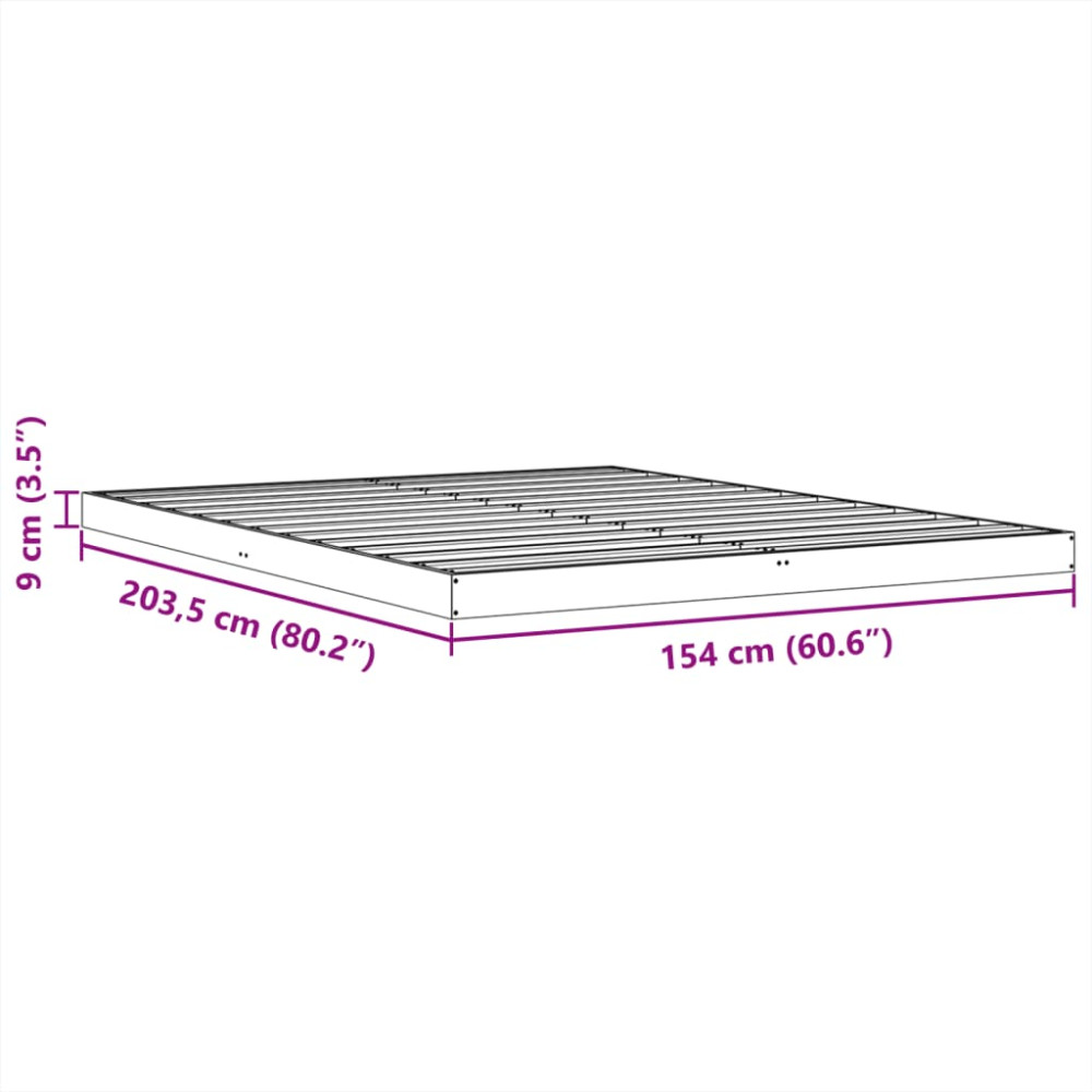 Produktbild för Sängram vaxad brun 150x200 cm massiv furu