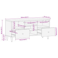 Produktbild för Tv-bänk 100x33x46 cm massivt mangoträ