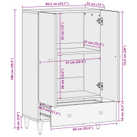 Produktbild för Högskåp 60x33x100 cm massivt mangoträ