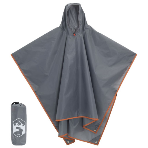 vidaXL Regnponcho med huva 2-i-1 grå och orange 223x145 cm