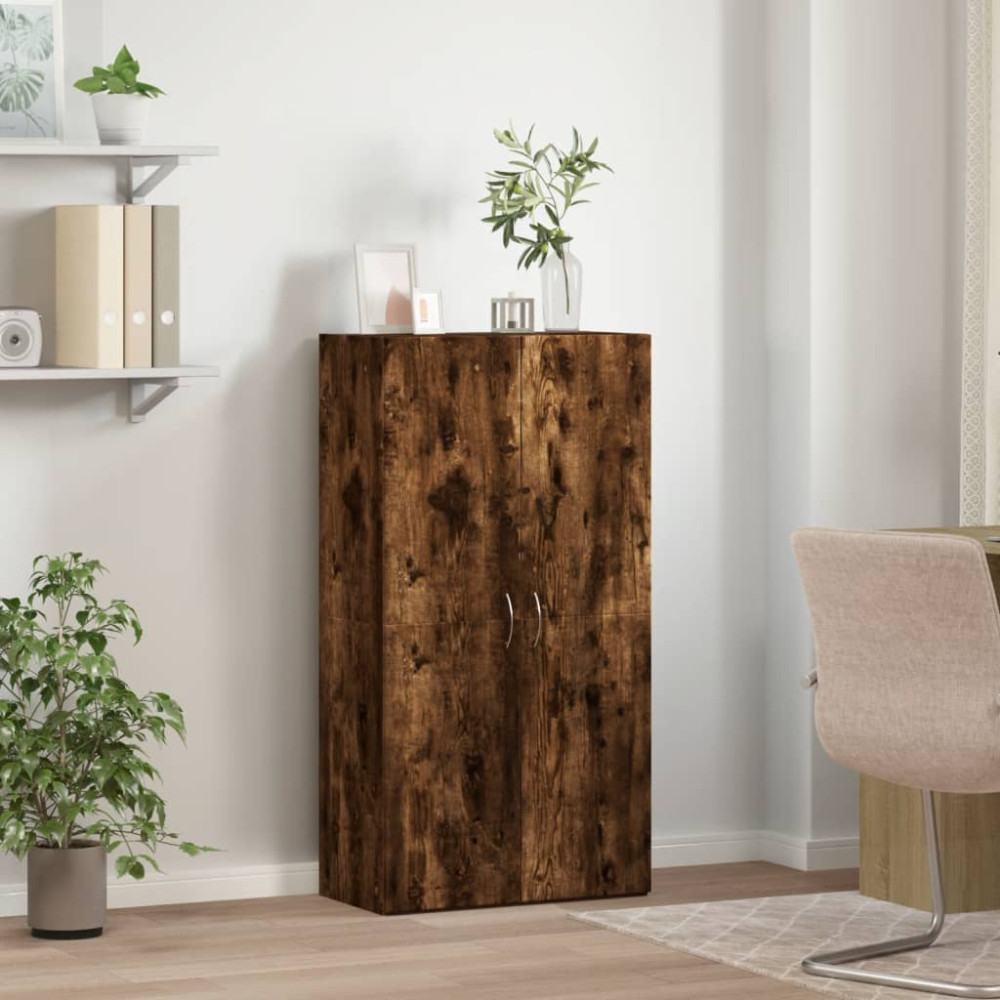 Produktbild för Dokumentskåp rökfärgad ek 60x32x115 cm konstruerat trä