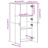 Produktbild för Dokumentskåp rökfärgad ek 60x32x115 cm konstruerat trä