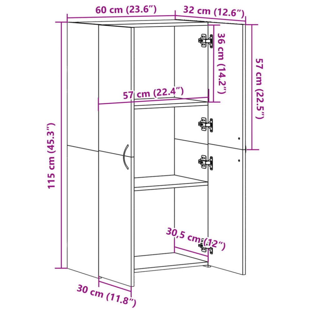 Produktbild för Dokumentskåp sonoma-ek 60x32x115 cm konstruerat trä
