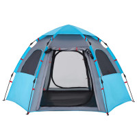 Produktbild för Campingtält 4 personer blå snabbrest
