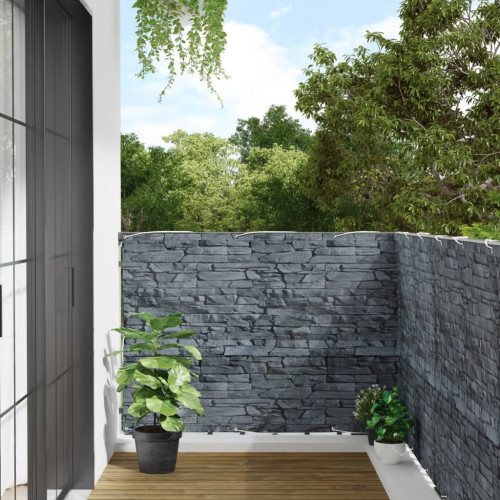 vidaXL Insynsskydd för trädgården stenmotiv grå 600x120 cm PVC