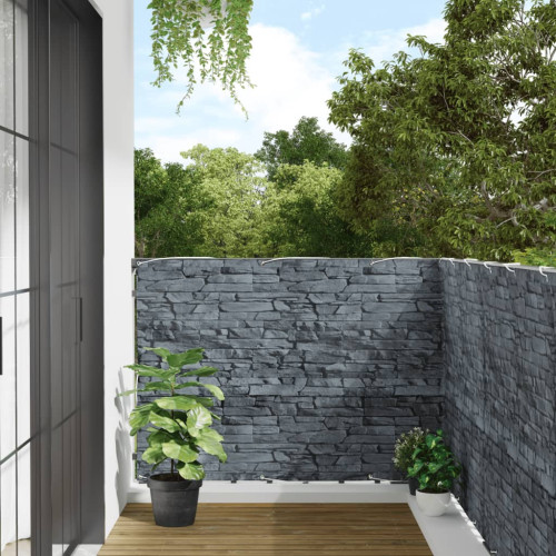 vidaXL Insynsskydd för trädgården stenmotiv grå 400x120 cm PVC