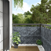 Produktbild för Insynsskydd för trädgården stenmotiv grå 300x90 cm PVC