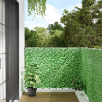 Produktbild för Insynsskydd för trädgården växtmotiv grön 300x120 cm PVC