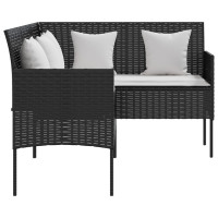 Produktbild för L-formad soffa med dynor konstrotting svart