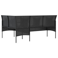 Produktbild för L-formad soffa med dynor konstrotting svart