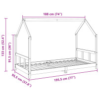 Produktbild för Barnsäng vaxad brun 90x190 cm massiv furu