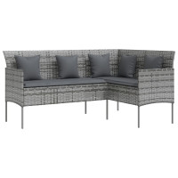 Produktbild för L-formad soffa med dynor konstrotting grå