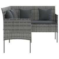 Produktbild för L-formad soffa med dynor konstrotting grå
