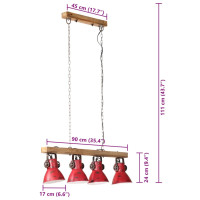 Produktbild för Taklampa 25 W nött röd 90x24x111 cm E27