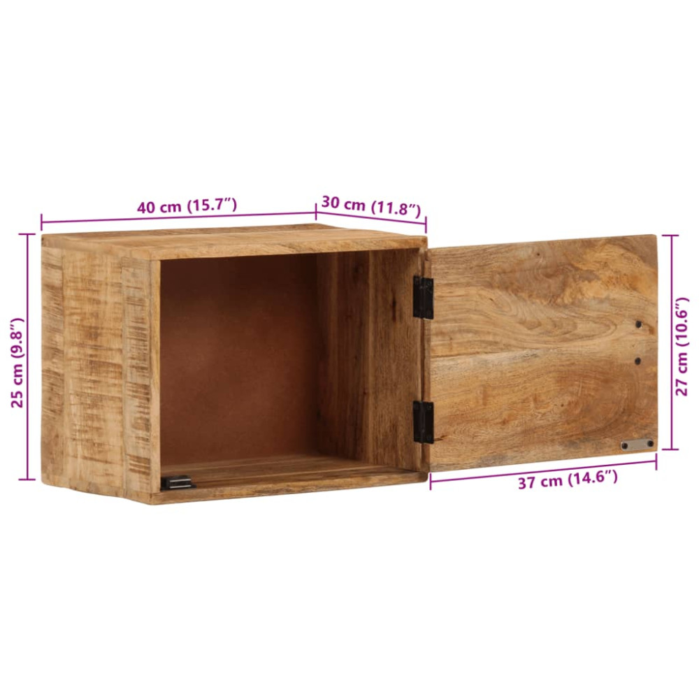 Produktbild för Väggmonterat sängbord 40x30x25 cm massivt mangoträ